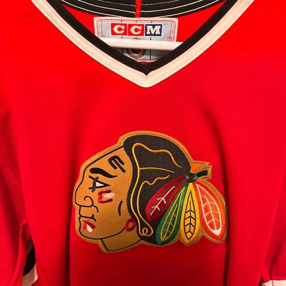 CCM - Men’s Medium -Chicago Blackhawks Jersey - 90’s Vintage- Blank -Red & White - Picture 9 of 13